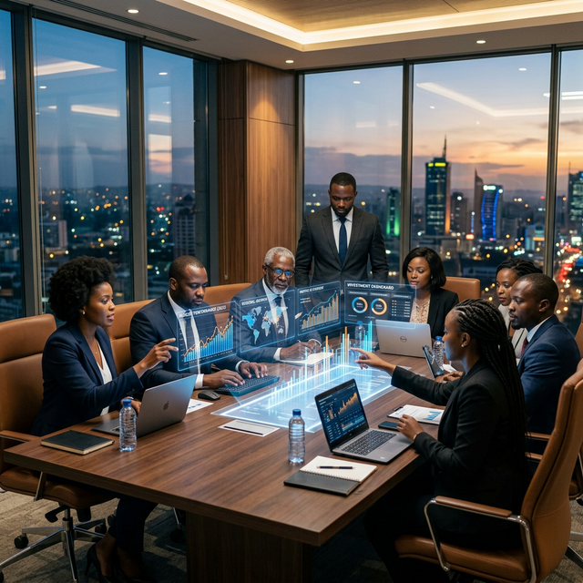 Investors in modern boardroom